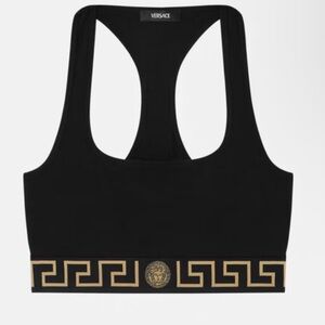 Versace Black and Gold Greca Cotton Bra